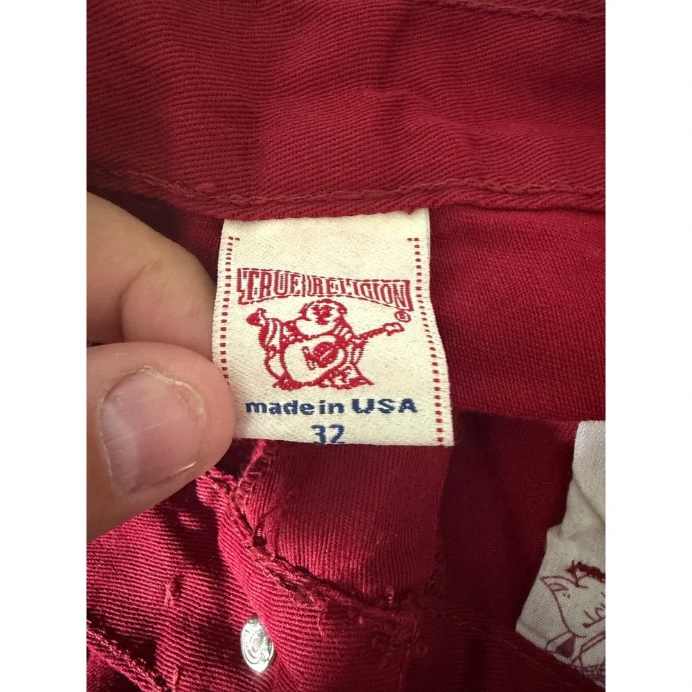 True Religion Billy Big T Jeans 32 Red NEW Urban Cow‎ Straight Leg USA Made